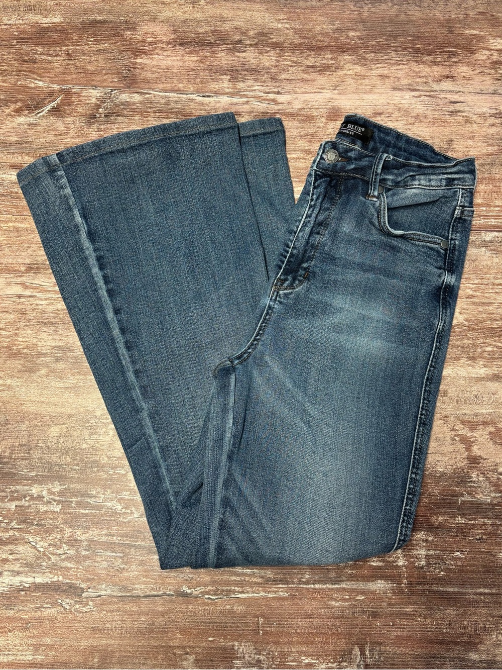 Judy Blue Flare Wide Leg Jeans Medium Blue Wash Denim Pants Size 9 Waist 29